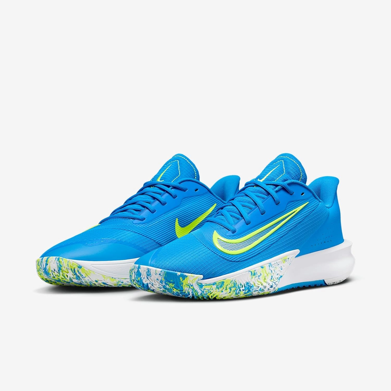 Nike Precision 7 Men's Basketball Shoes (FN4322-400, Photo Blue/Volt/White)