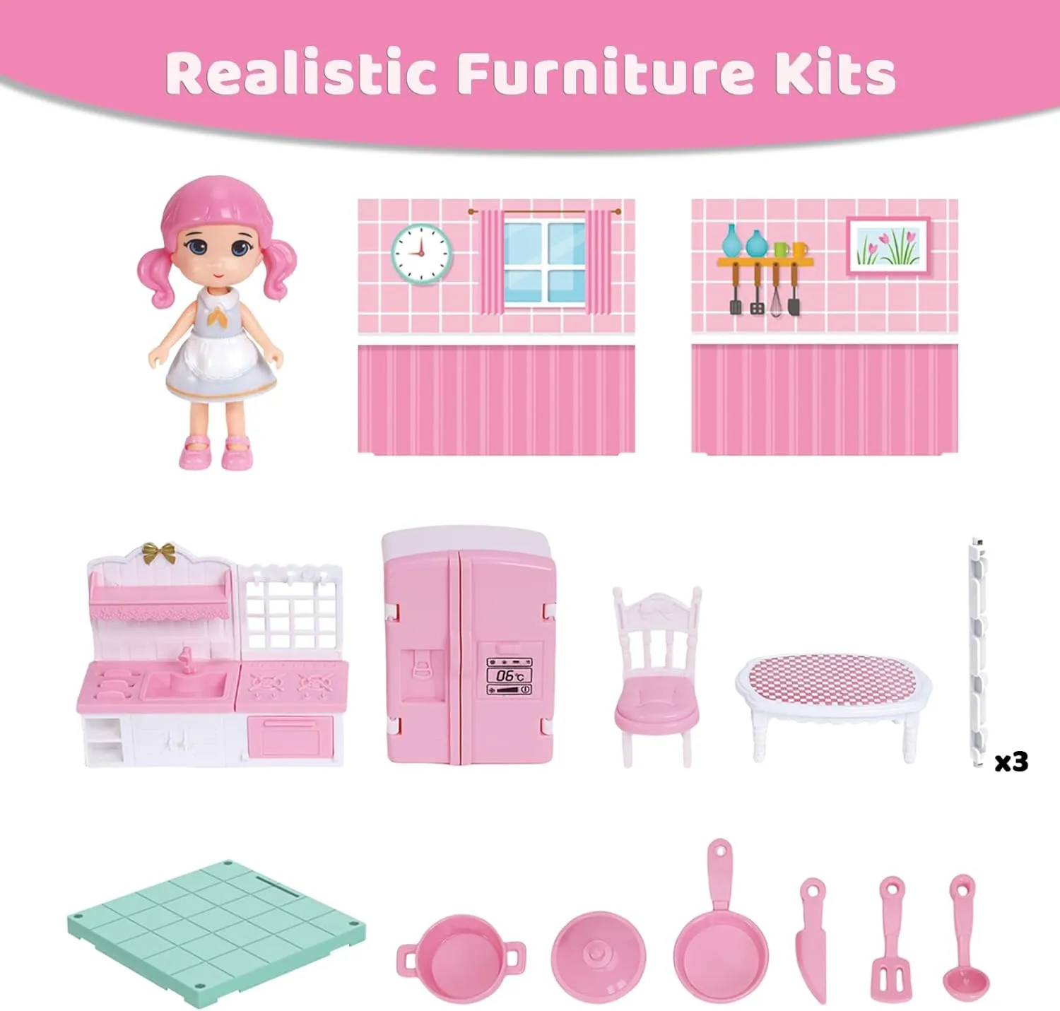 Nilez DIY Miniature Dollhouse Kit Furniture Set Mini Kitchen House for Adult Teen Creative 3D Pretend Play Toys
