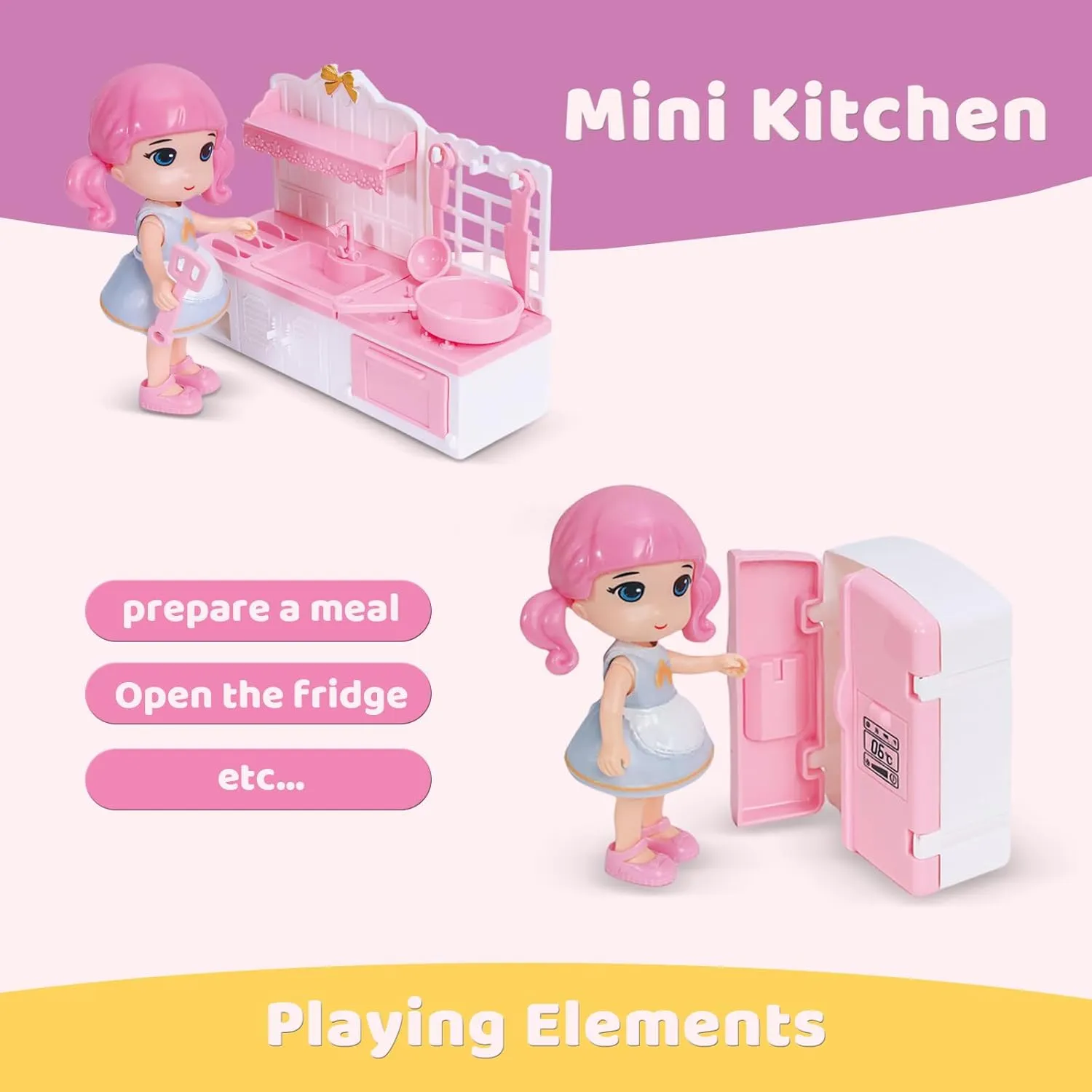 Nilez DIY Miniature Dollhouse Kit Furniture Set Mini Kitchen House for Adult Teen Creative 3D Pretend Play Toys
