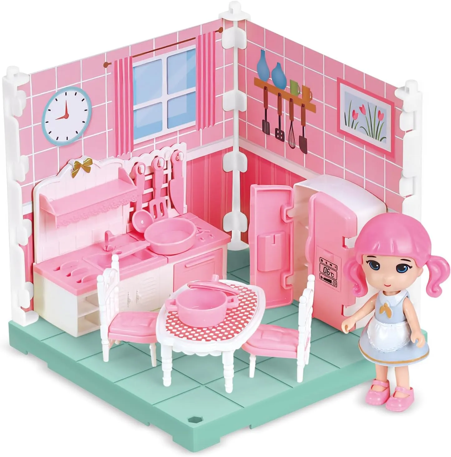 Nilez DIY Miniature Dollhouse Kit Furniture Set Mini Kitchen House for Adult Teen Creative 3D Pretend Play Toys