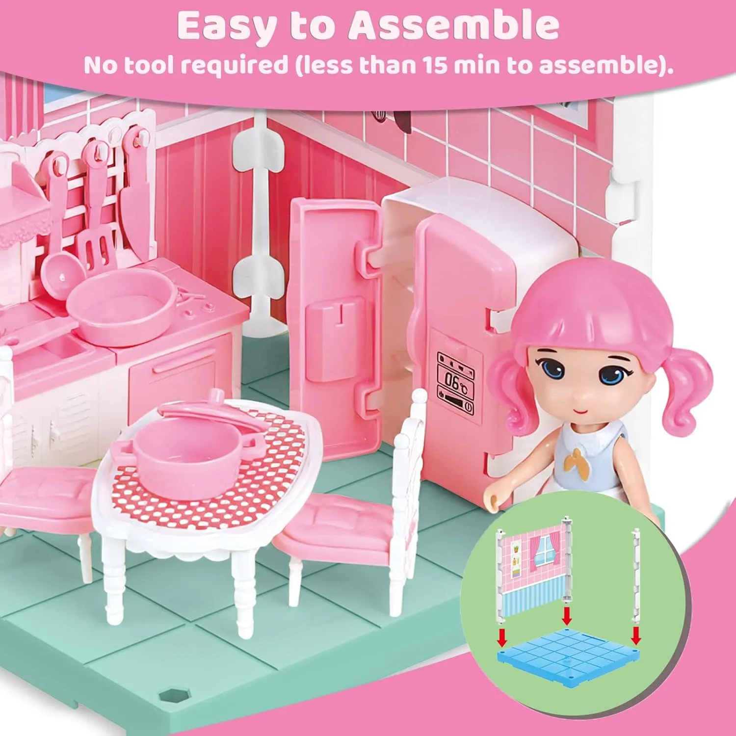 Nilez DIY Miniature Dollhouse Kit Furniture Set Mini Kitchen House for Adult Teen Creative 3D Pretend Play Toys