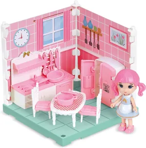 Nilez DIY Miniature Dollhouse Kit Furniture Set Mini Kitchen House for Adult Teen Creative 3D Pretend Play Toys