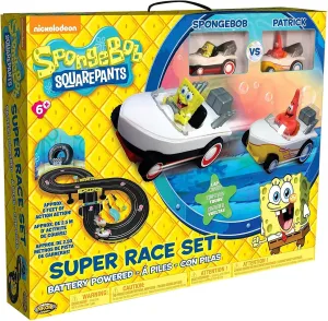 NKOK SpongeBob Hot Rod Boat Slot Car Race Set 2531, Contains 8 Feet of Track, Dual Players, Great Item for Kids to Play with, Features a Lap Counter, Ages 6 and up
