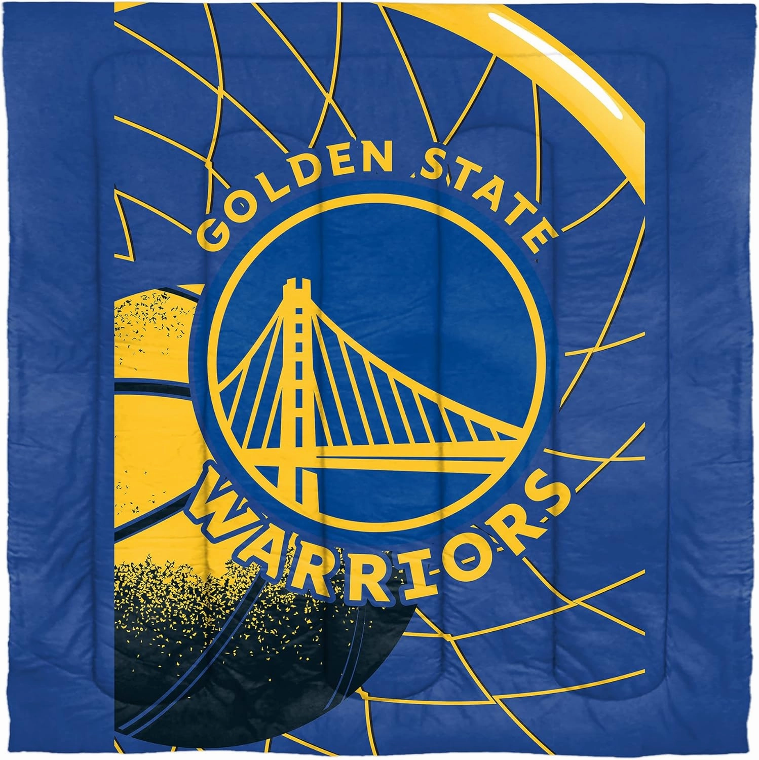 NORTHWEST Golden State Warriors Official NBA Comforter Set – Soft Bedding with Team Logo & Pillow Shams – Super Soft Game Day Bed Set with Shams – Basketball Fan Bedroom Set, Full/Queen
