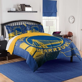 NORTHWEST Golden State Warriors Official NBA Comforter Set – Soft Bedding with Team Logo & Pillow Shams – Super Soft Game Day Bed Set with Shams – Basketball Fan Bedroom Set, Full/Queen