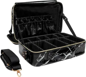 |Not Made In China| Makeup Bag Travel Case, Train Case for Cosmetics, Portable Beauty Organizer, Cosmetic Storage Bag With Adjustable Dividers For Make Up and Brushes