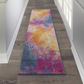 Nourison Passion Sunburst 1'10'' x 6' Area-Rug, Modern, Abstract, Easy-Cleaning, Non Shedding, Bed Room, Living Room, Dining Room, Kitchen, (6' Runner)