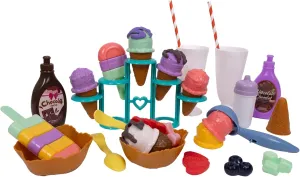 NurtureNature: Imaginative Minds - Ice Cream Waffle Set - 56pc, Toy Food, Toppings, Popsicles, Desserts & Dishes, Pretend Play, Earth Conscious, Kids 3 