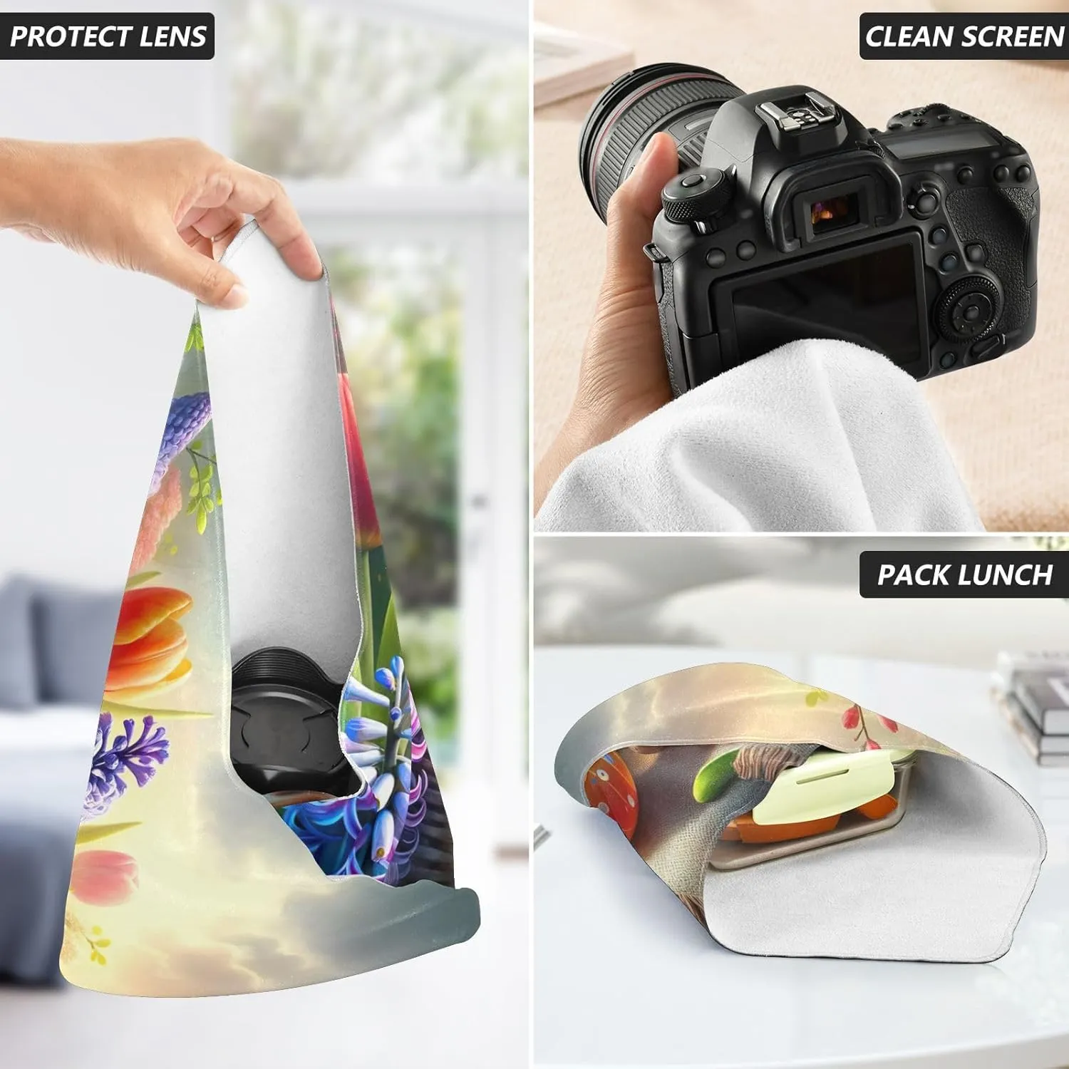 ODAWA Magic Cosmetic Bag 17.7 In, Easter Basket Flowers Changeable Capacity Cosmetic Bag, Easy-Storage Magic Cloth for Camera