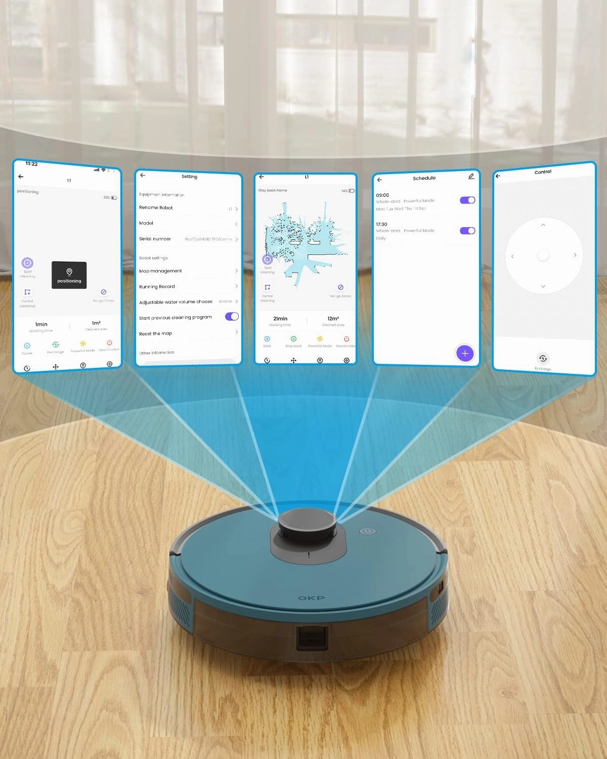 OKP L1 Robot Vacuum with 4000Pa Suction Power 180min Runtime, LIDAR Navigation, Smart Mapping, APP/Voice/Remote Control, Self-Charging, Smart No-Go Zone, for Hard Floors Pet Hair and Carpets