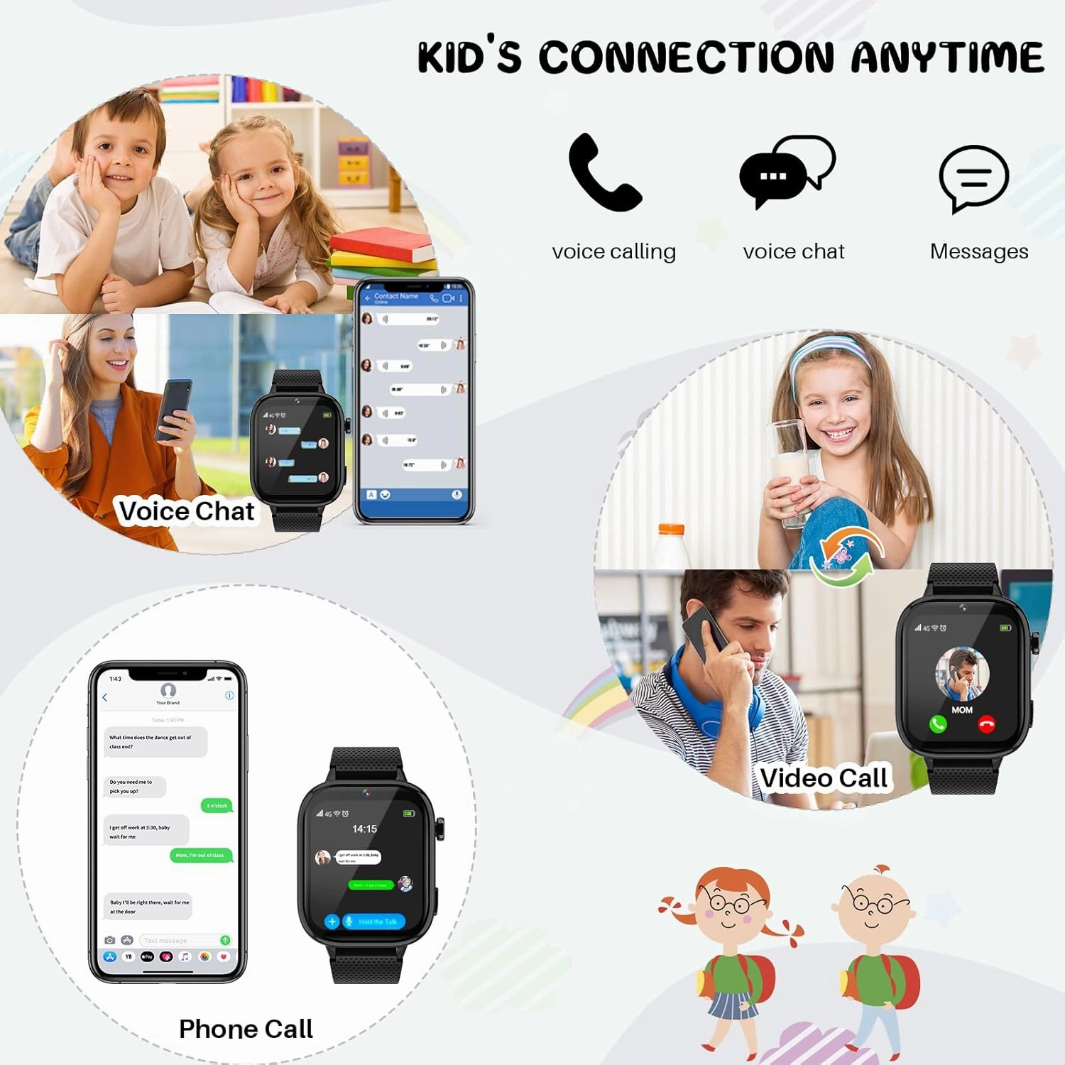 OKYUK 4G Smartwatch, Kids Watch for Kids with SIM Card, 47 Exciting Games, Two-Way Calling Feature, SOS Emergency Call Button Ideal for Kids Aged 3-12, Children’s Cell Phone Alternative (Black)