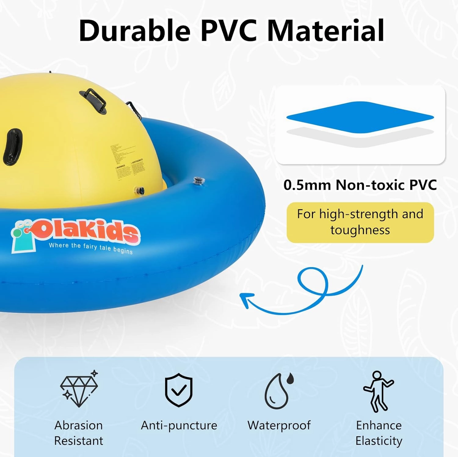 OLAKIDS 8FT Inflatable Dome Rocker Bouncer, Outdoor Kids Giant Roll and Play Seesaw Rocker with 6 Secure Handles, Max Weight 250 LBS