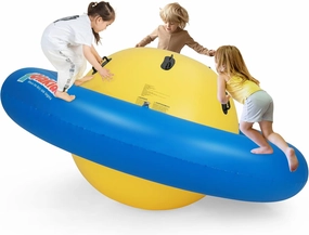 OLAKIDS 8FT Inflatable Dome Rocker Bouncer, Outdoor Kids Giant Roll and Play Seesaw Rocker with 6 Secure Handles, Max Weight 250 LBS