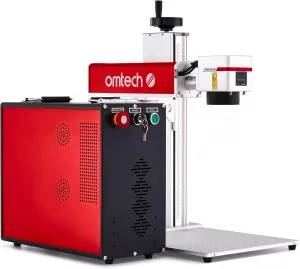 OMTech 60W Fiber Laser Marking Machine, LightBurn Compatible MOPA Laser Engraver with Red Dot Guide for Metal Color Marking, 7x7 Solid State Laser Etching Machine for Aluminum Steel Gold Jewelry More