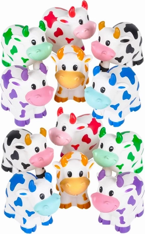 One Dozen (12) 2" Rubber Bath Toy Animals (Cows)