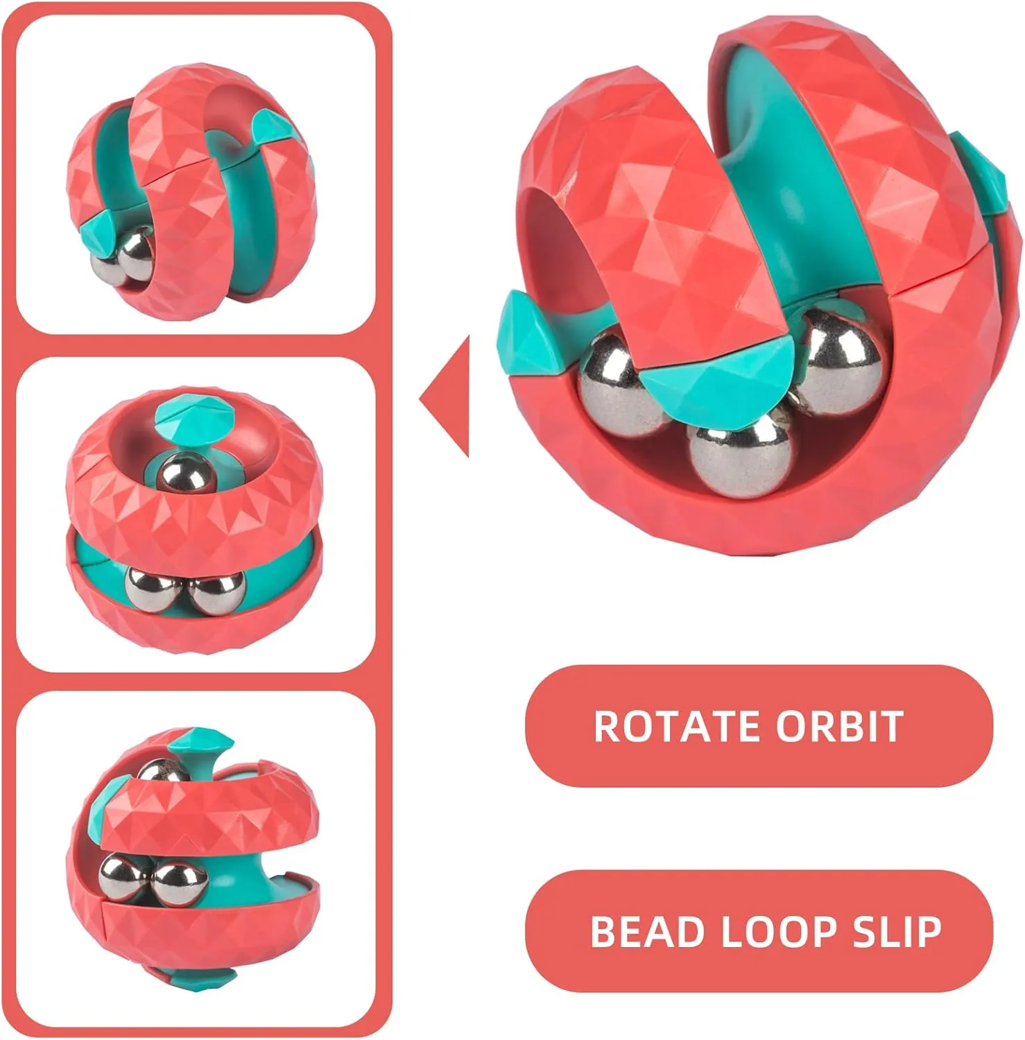 Orbit Ball Toys, Fidget Spinner Top Bead Ball Spinning Toy, Rotating Track Infinite Flip Change Puzzle Games Novelty Creative Stress Relieve Toys for Kids Children Adults (4 Pack)