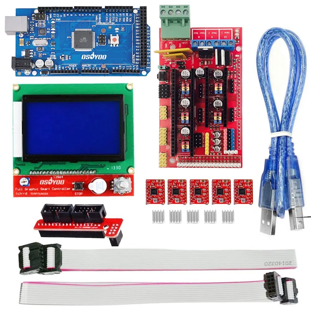 OSOYOO 3D Printer Controller Kit Ramps 1.4   Full Graphic Smart Display Controller   Mega2560   A4988 Stepper Motor Driver for RepRap (Ramps 1.4 12864LCD Mega2560 A4988Driver)