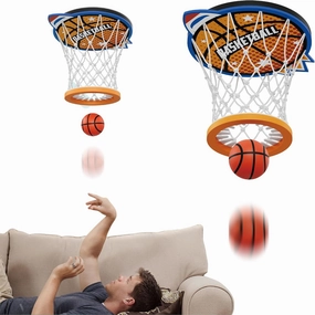 OUTOSS-Ceiling Basketball Toss Game-Bedroom/Living Room Fun&Decorate for Family&Couples-Including Soft Backboard/Hoop and Two Mini Plush Balls
