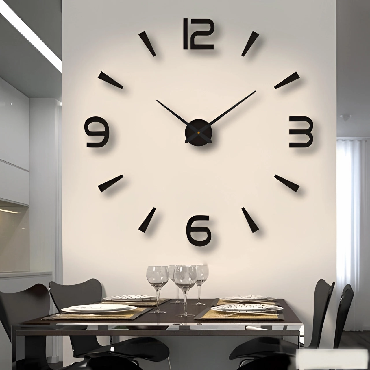 Oversized Modern Wall Clock - Large Numerals, Living Room Decor