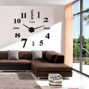 Oversized Modern Wall Clock - Large Numerals, Living Room Decor