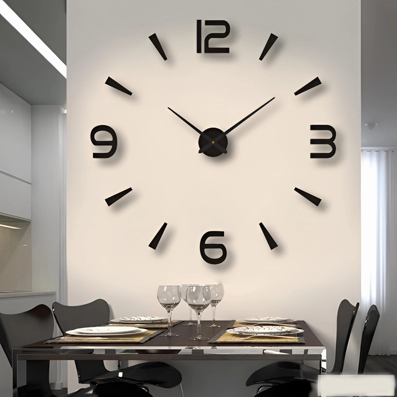 Oversized Modern Wall Clock - Large Numerals, Living Room Decor