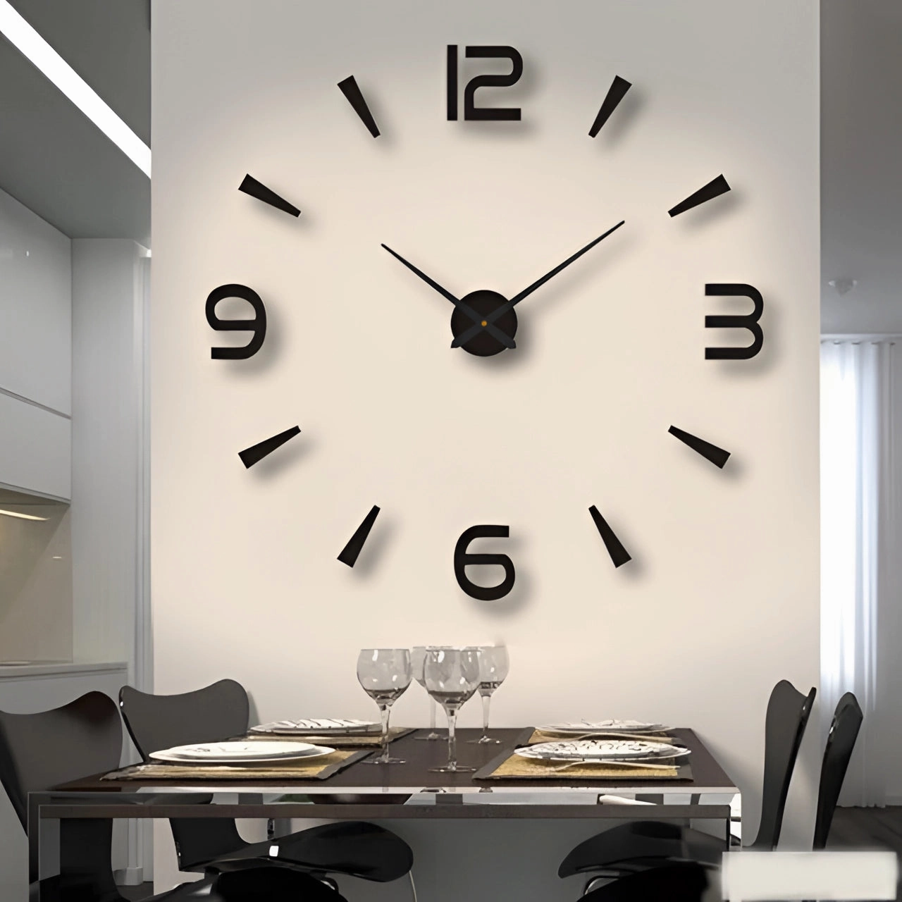 Oversized Modern Wall Clock - Large Numerals, Living Room Decor