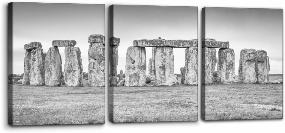 Pacimo Landscape Wall Art Set of 3 - Framed Canvas Prints with The Mysterious Stonehenge Pictures - Perfect for Modern Home Decor - Ideal Wall Decor for Living Room Bedroom Office - 12"x16"x3