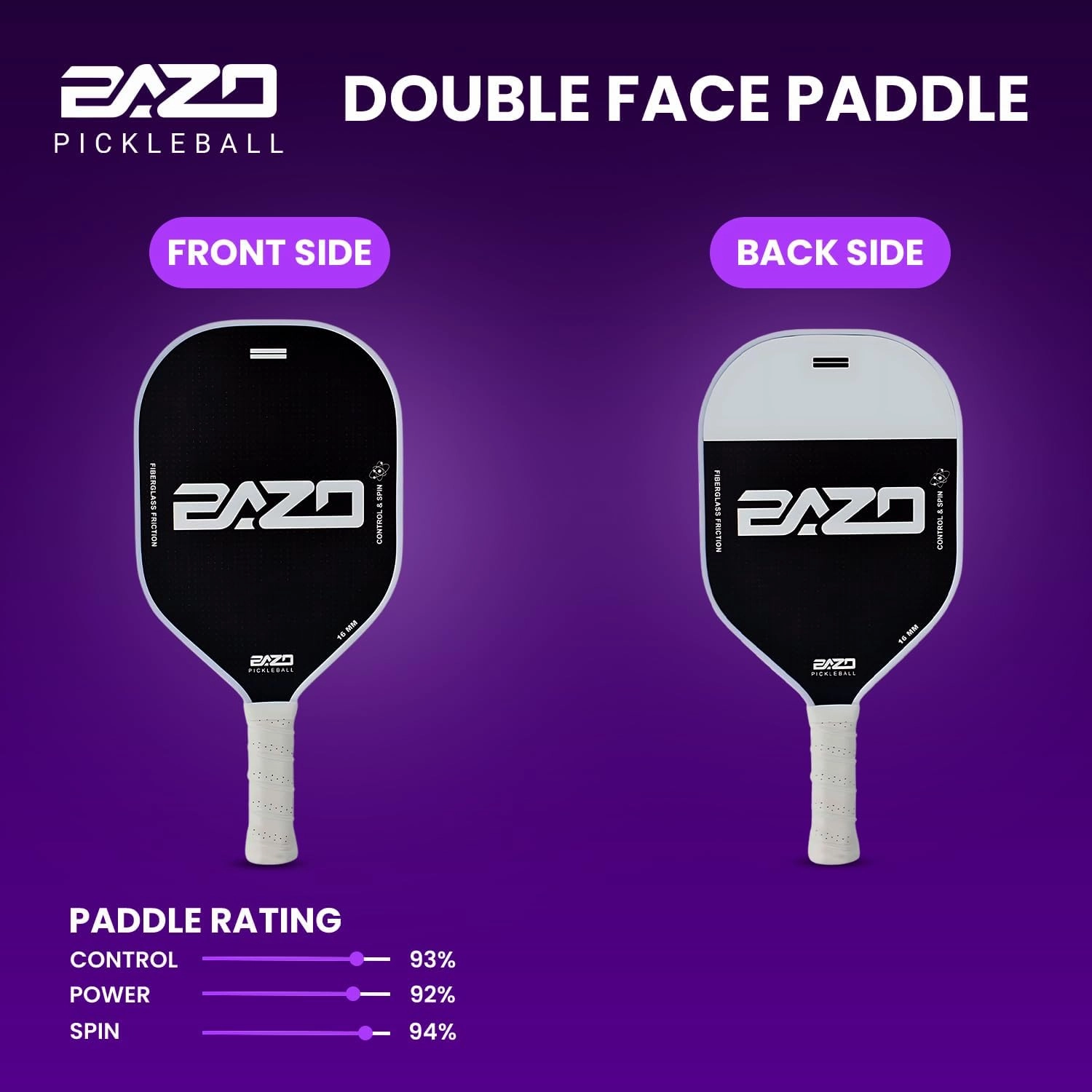 Paddles – Professional Pickleball Paddles 14MM & 16MM Pickleball Paddle with Fiberglass Surface – with Anti-Grip Handle, Edge Shield Black/White/Pink