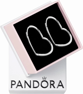 PANDORA Asymmetrical Heart Hoop Earrings - Classic Earrings for Women - Gift for Her - Made with Sterling Silver - With Gift Box
