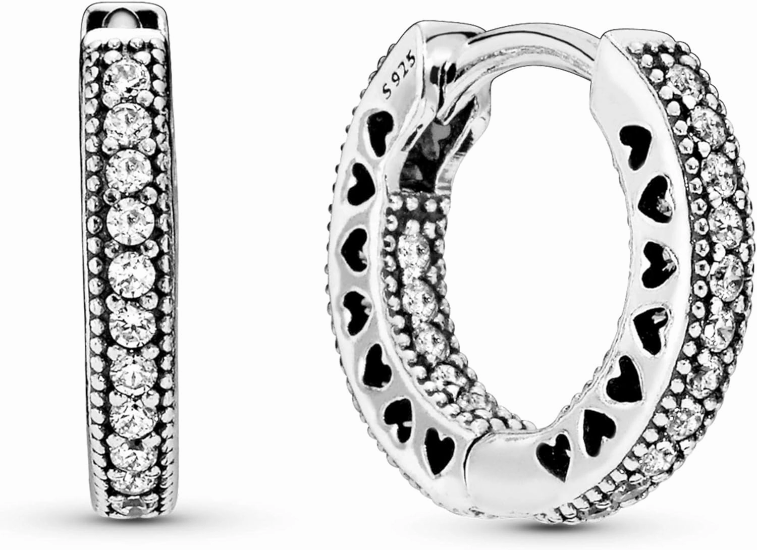 PANDORA Pavé Heart Hoop Earrings - Elegant Earrings for Women - Great Gift for Her - Made with Sterling Silver & Cubic Zirconia