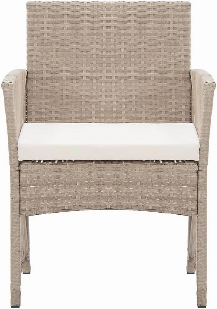 Patio Armchairs with Cushions 2pcs Beige Poly Rattan Outdoor Lounge Chairs for Deck Yard Pool