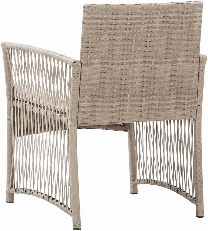 Patio Armchairs with Cushions 2pcs Beige Poly Rattan Outdoor Lounge Chairs for Deck Yard Pool