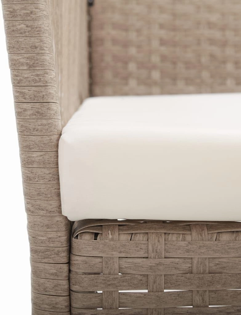 Patio Armchairs with Cushions 2pcs Beige Poly Rattan Outdoor Lounge Chairs for Deck Yard Pool
