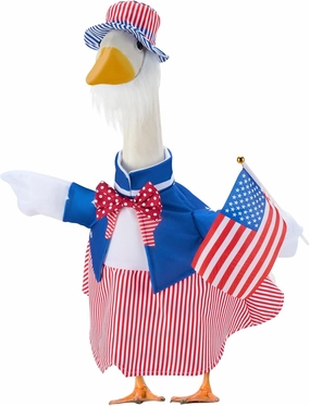 Patriotic Porch Goose Outfits for 23 Inch Lawn Statue, 4th of July Uncle Sam Costume for Plastic/Cement Statue, Independence Day/Memorial Day Sculpture Clothes for Garden Patio Party Decoration