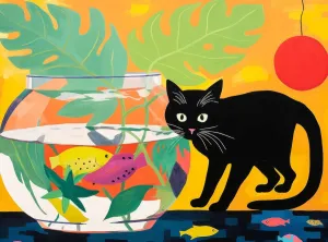 Paws & Reflect A Fishbowl Caper 500 Piece Jigsaw Puzzle for Adults Humorous Challenge Colorful Imagery and Whimsical Cat Antics Gift for Women Men 20.5x15 Inch