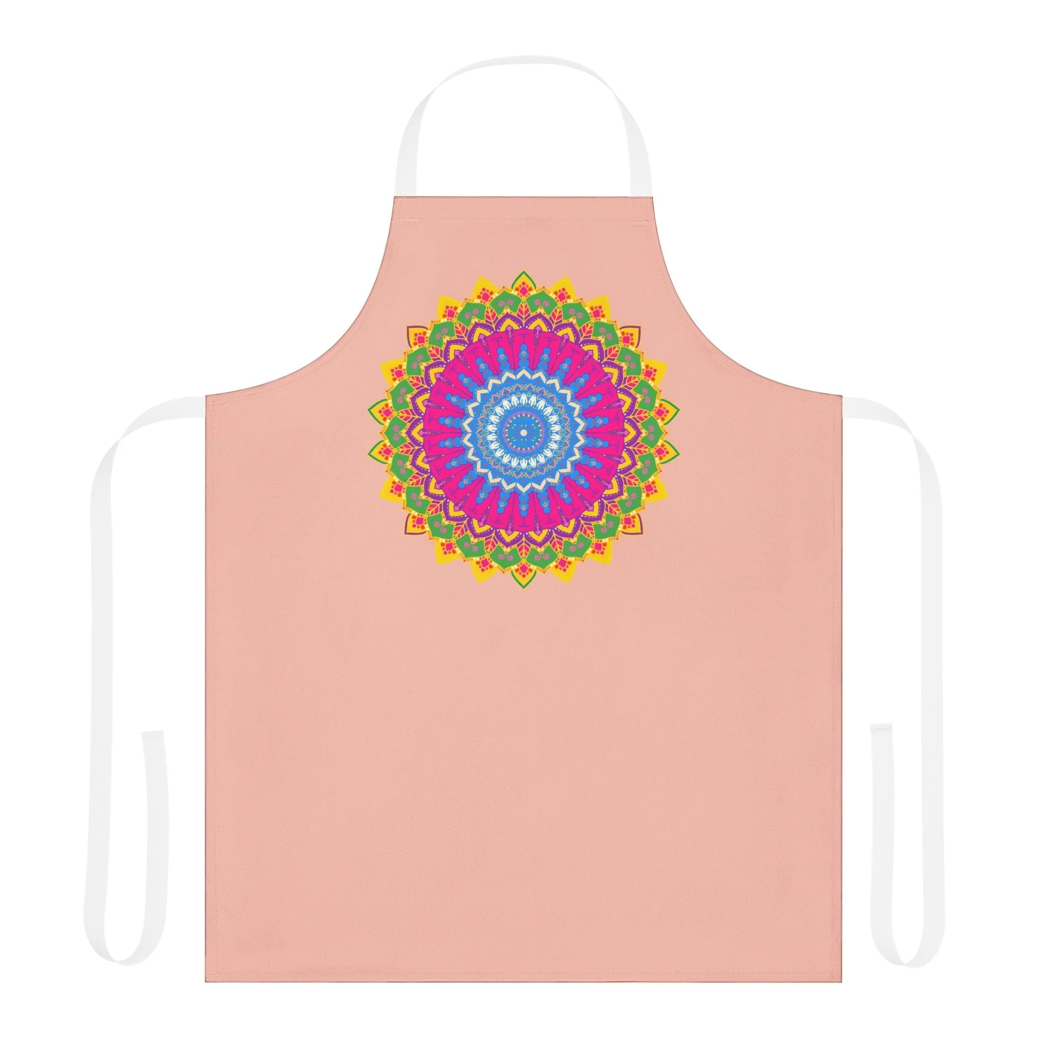 Peach Mandala Apron - Colorful Kitchen Art