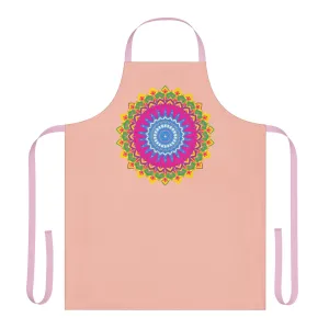 Peach Mandala Apron - Colorful Kitchen Art