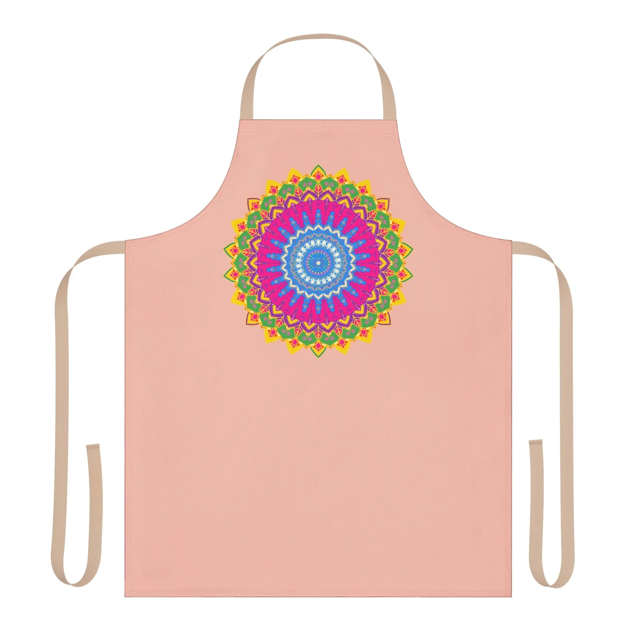 Peach Mandala Apron - Colorful Kitchen Art