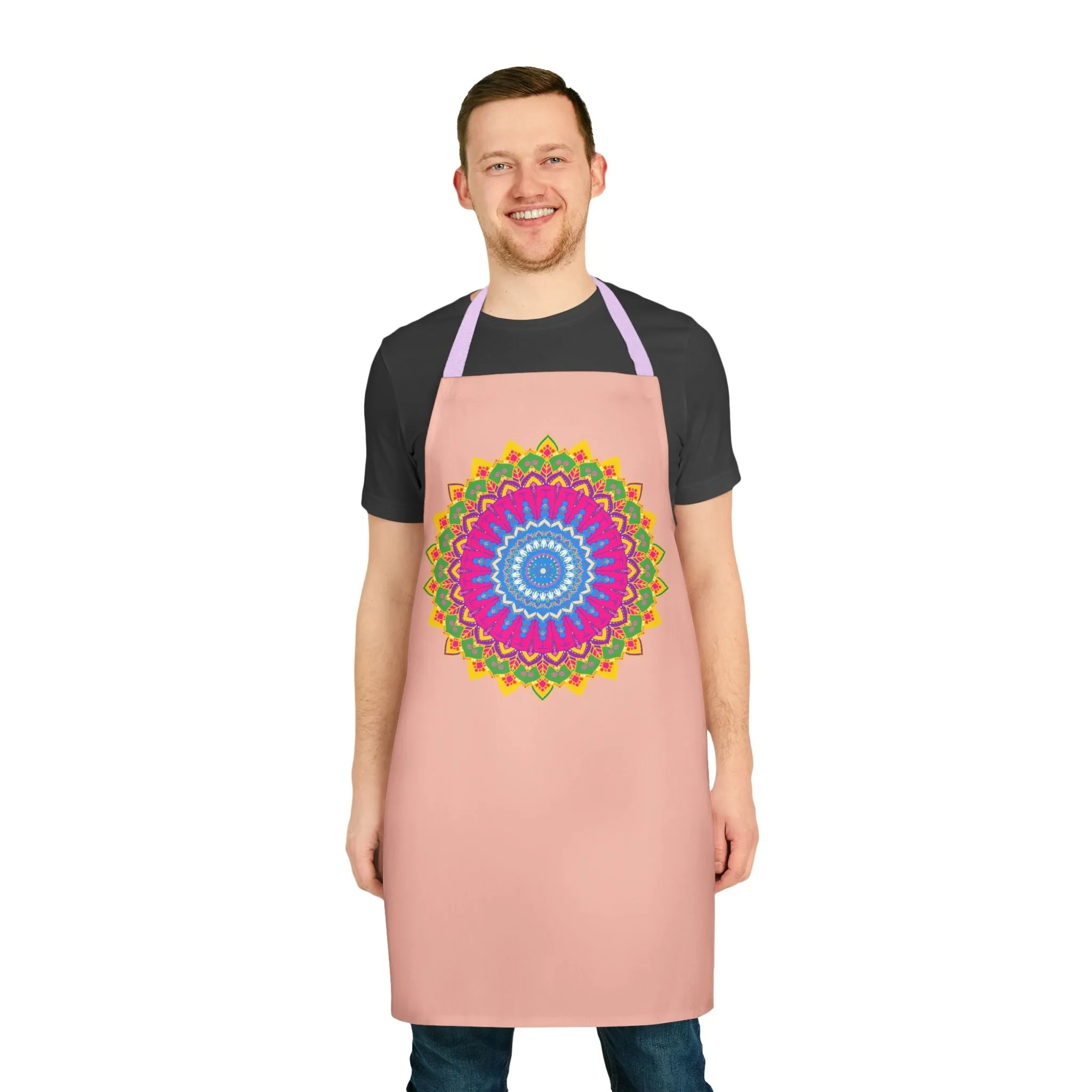 Peach Mandala Apron - Colorful Kitchen Art