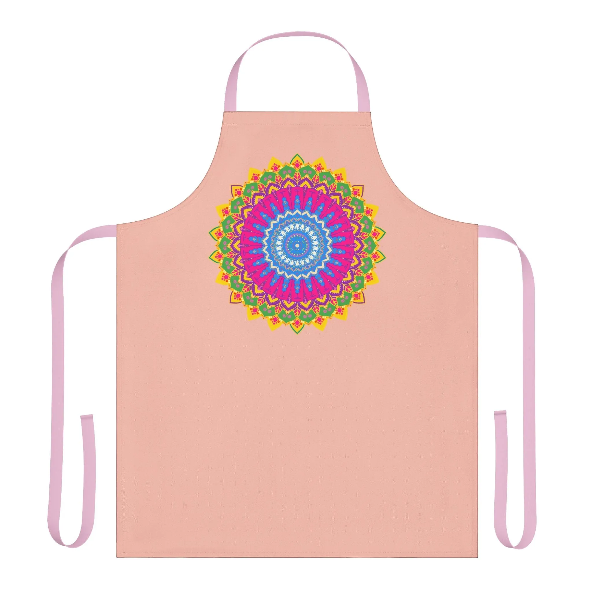 Peach Mandala Apron - Colorful Kitchen Art