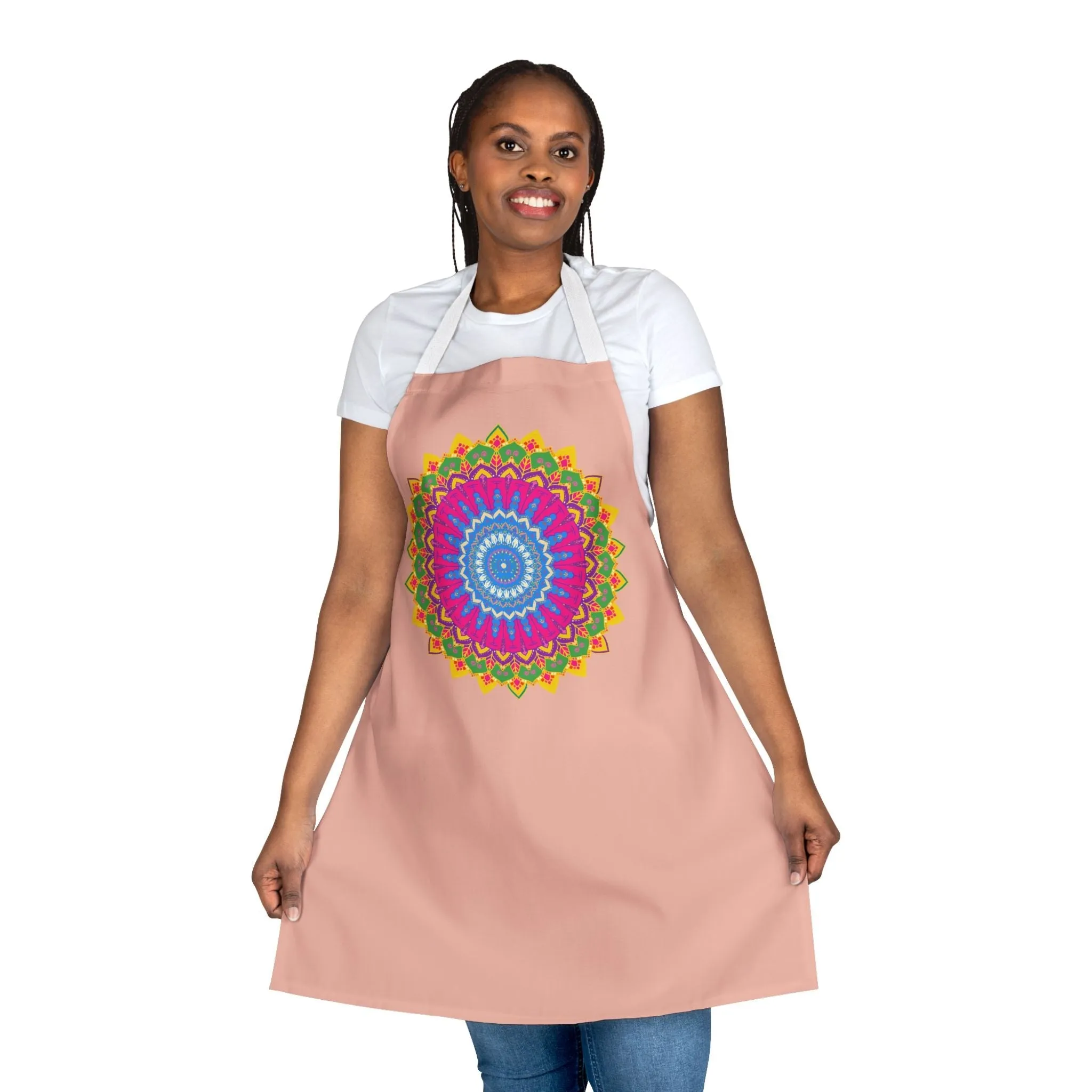 Peach Mandala Apron - Colorful Kitchen Art