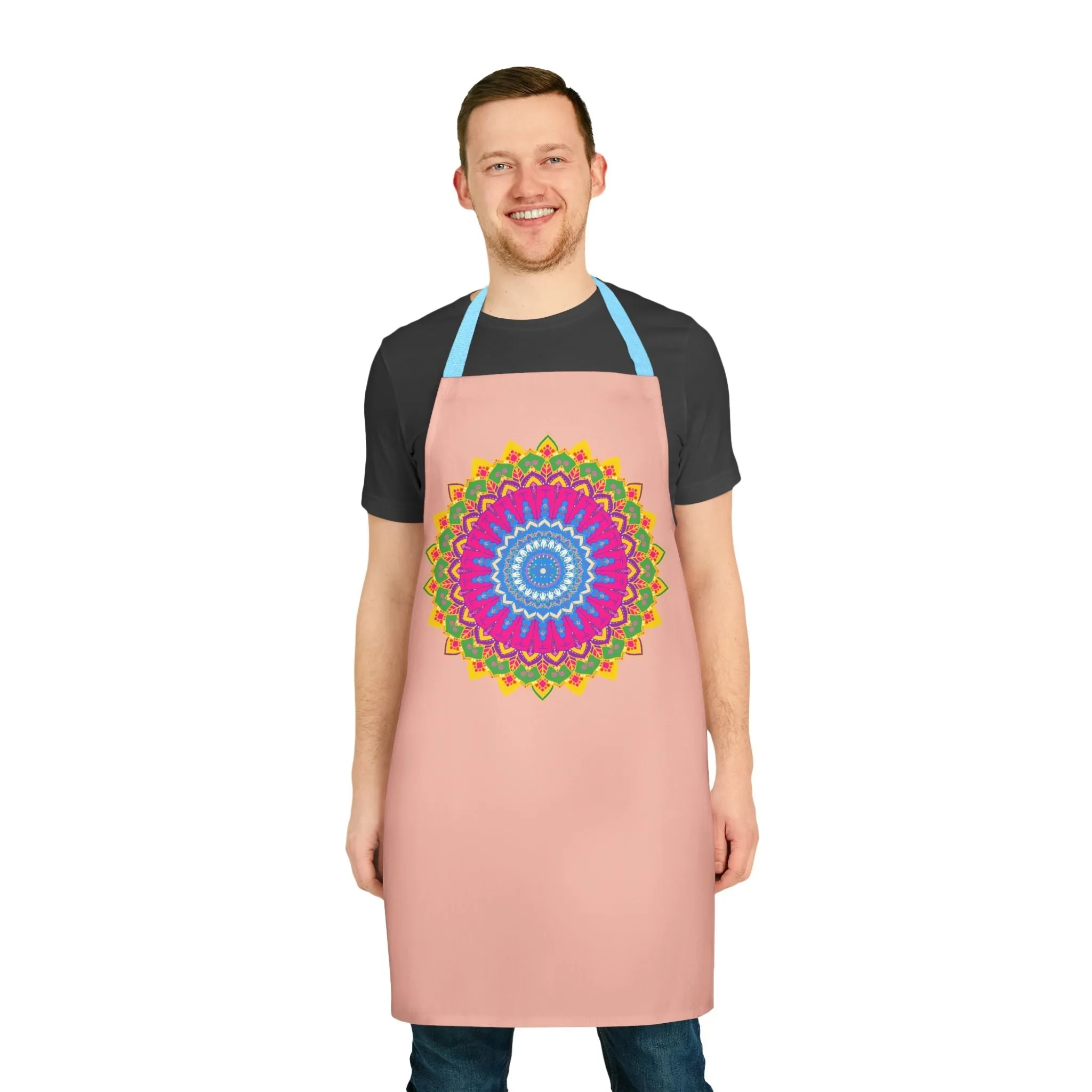 Peach Mandala Apron - Colorful Kitchen Art