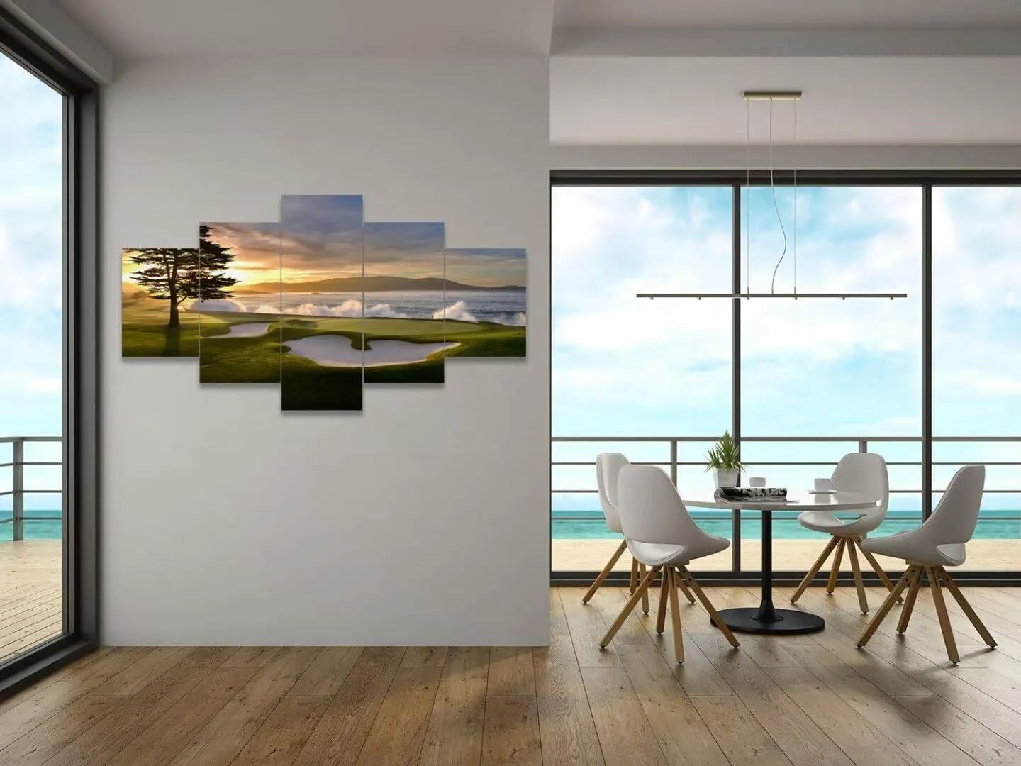 Pebble Beach Golf Course Wall Art for Living Room Bedroom Bathroom Office Wall Decorations Golf Course Pictures Canvas Prints Modern Framed Artwork Ready to Hang(50''W x 24''H)