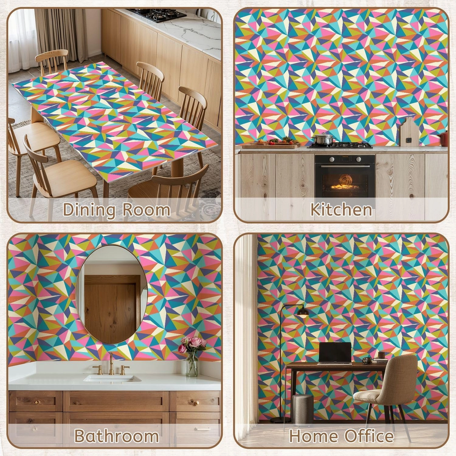 Peel and Stick Wallpaper Self Adhesive Wall Mural geometric polygon pattern Modern pattern colorful polygons Polygons Contact Paper Renter Friendly Wallpaper for Kitchen Nursery Bedroom 17.7"x118"