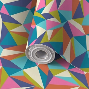 Peel and Stick Wallpaper Self Adhesive Wall Mural geometric polygon pattern Modern pattern colorful polygons Polygons Contact Paper Renter Friendly Wallpaper for Kitchen Nursery Bedroom 17.7"x118"