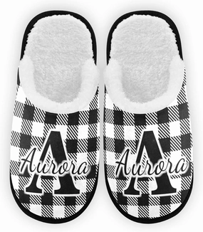 Personalized Buffalo Plaid Check Red House Slippers for Women Men Washable Soft House Home Spa Slippers Slipper for Travel,L