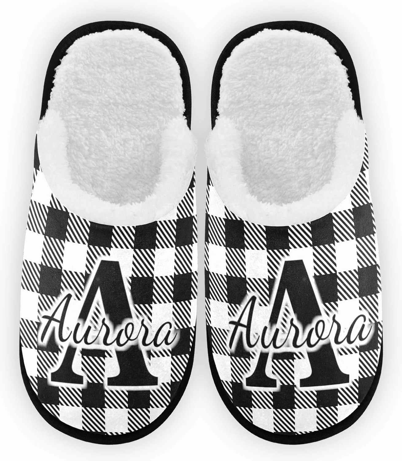 Personalized Buffalo Plaid Check Red House Slippers for Women Men Washable Soft House Home Spa Slippers Slipper for Travel,L