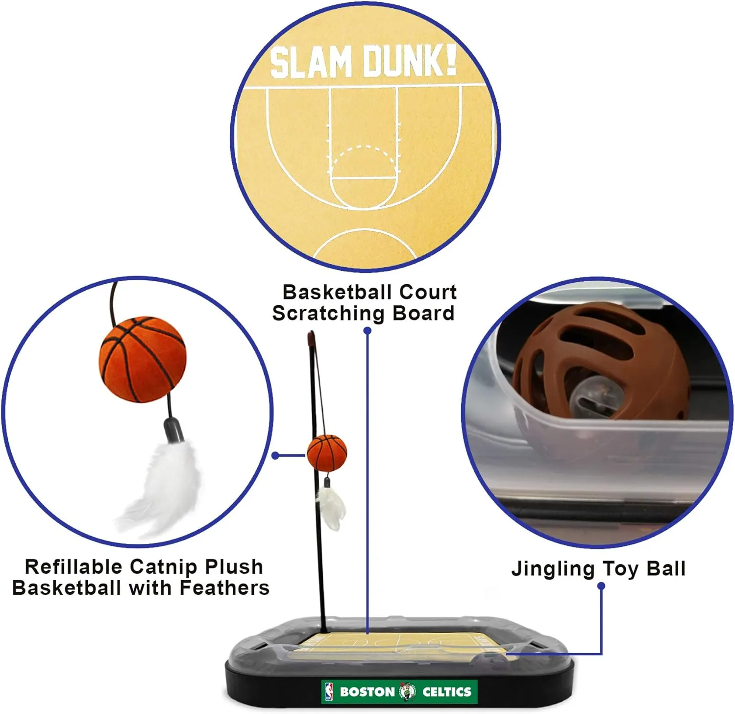 Pets First Boston Celtics Basketball Cat Scratcher Toy 14 x 11