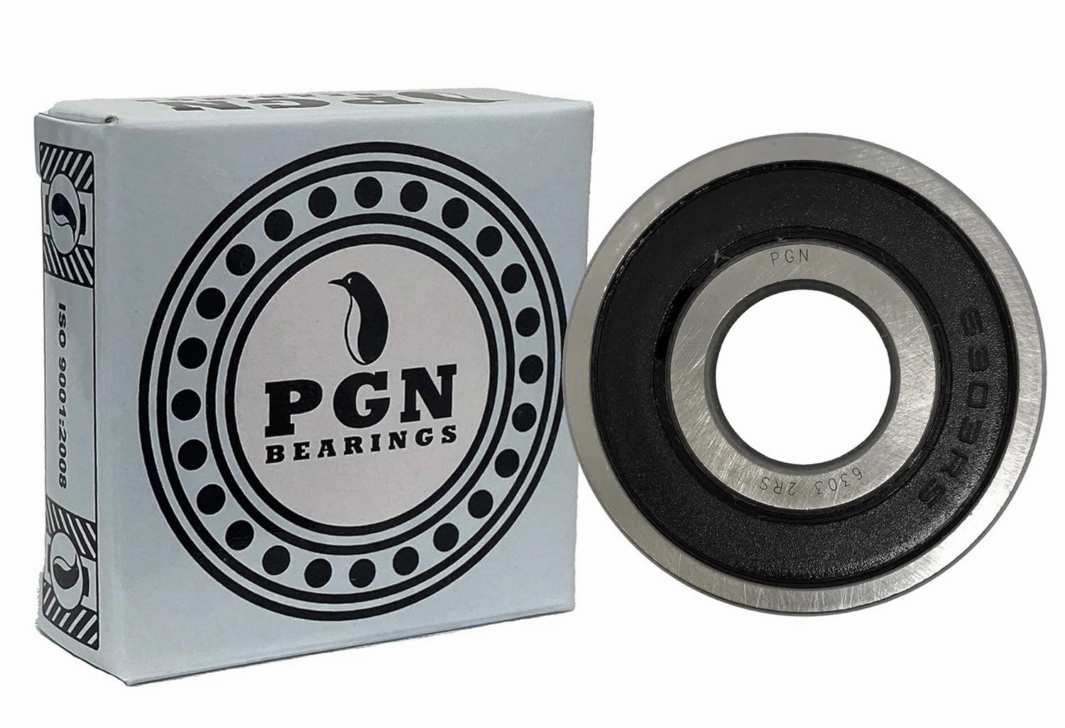 PGN (10 Pack) 6303-2RS Bearing - Lubricated Chrome Steel Sealed Ball Bearing - 17x47x14mm Bearings with Rubber Seal & High RPM Support