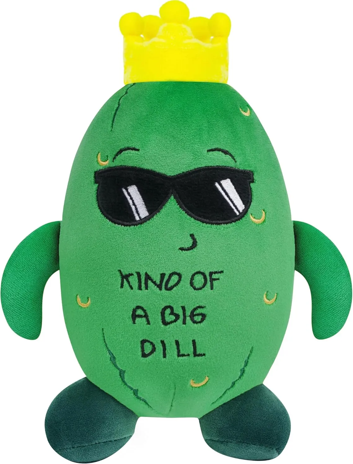 Pickle Stuffed Animal Plush Toy - Pickle Plush Toy, Cucumber Plush Plant with Sunglasses and Yellow Corolla, Positive Toys Gift for Friends Kids, Home Office Decor, Birthday Christmas